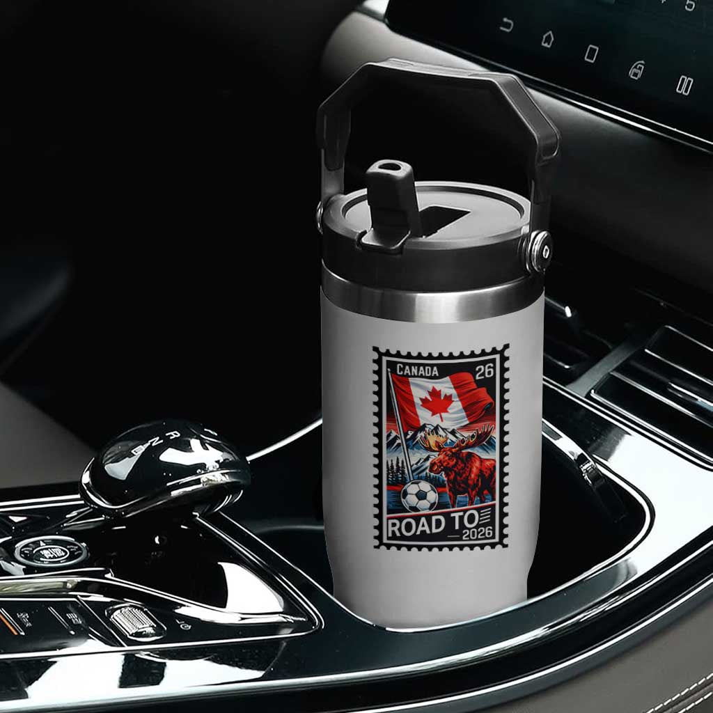 Canada Soccer Moose Flip Straw Tumbler Vintage Postal Stamp Road To 2026 TS12 Print Your Wear