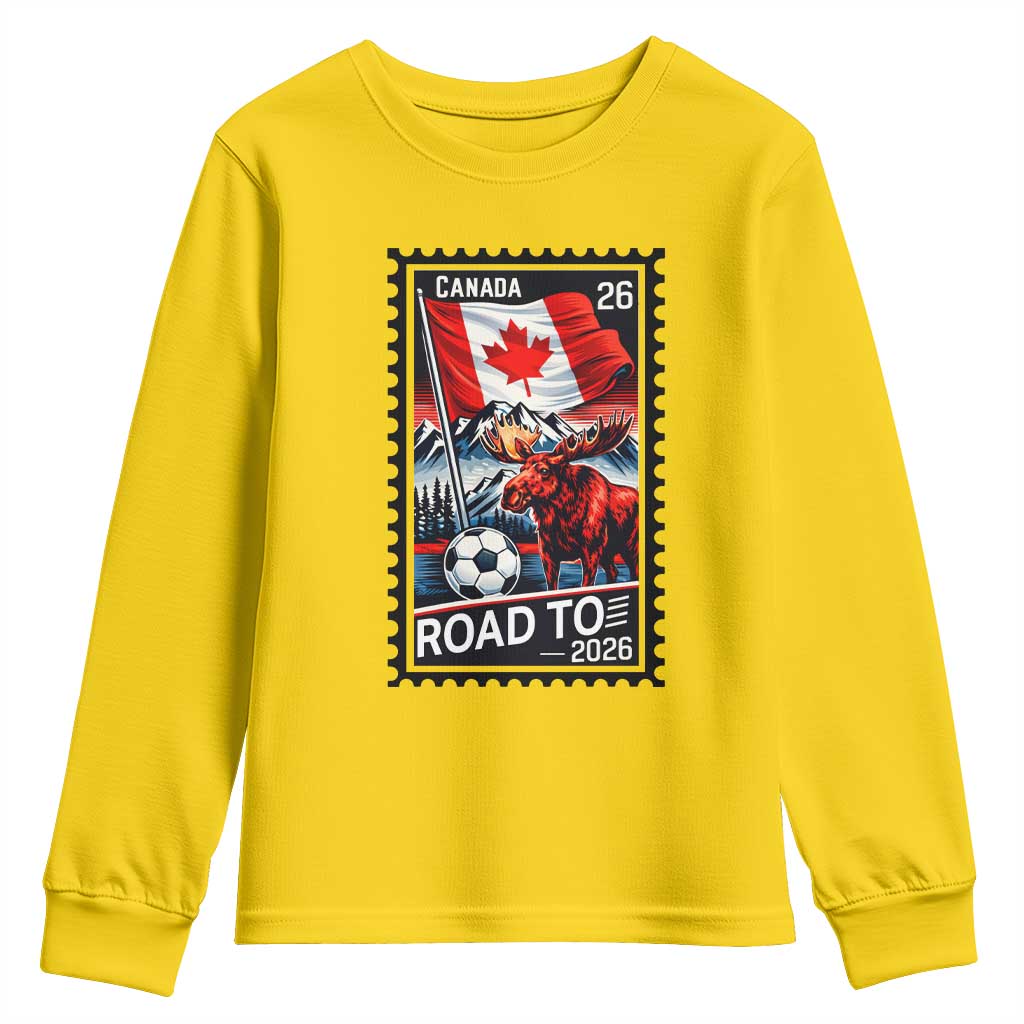 Canada Soccer Moose Youth Sweatshirt Vintage Postal Stamp Road To 2026 TS12 Daisy Print Your Wear