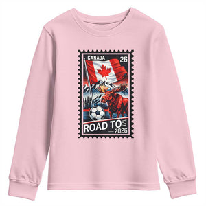 Canada Soccer Moose Youth Sweatshirt Vintage Postal Stamp Road To 2026 TS12 Light Pink Print Your Wear