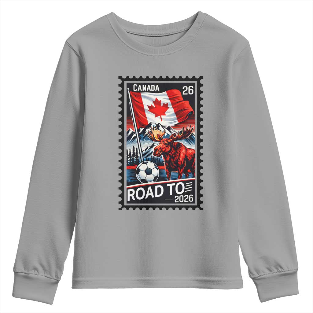 Canada Soccer Moose Youth Sweatshirt Vintage Postal Stamp Road To 2026 TS12 Sport Gray Print Your Wear