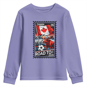 Canada Soccer Moose Youth Sweatshirt Vintage Postal Stamp Road To 2026 TS12 Violet Print Your Wear