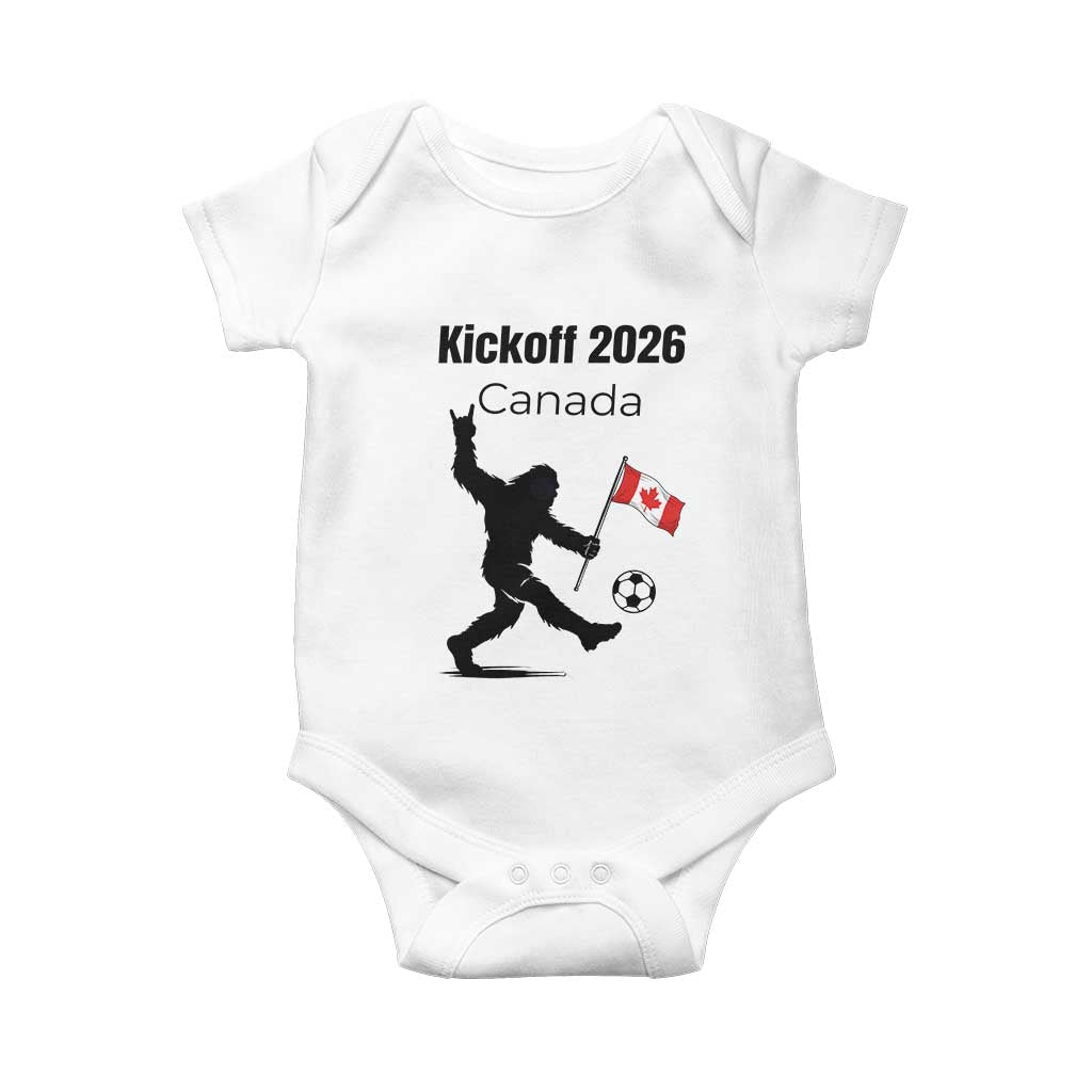 Funny Bigfoot Canada Soccer Baby Onesie Kickoff 2026 TS12 White Print Your Wear