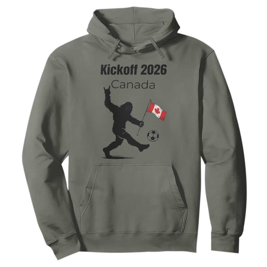 Funny Bigfoot Canada Soccer Hoodie Kickoff 2026 TS12 Military Green Print Your Wear