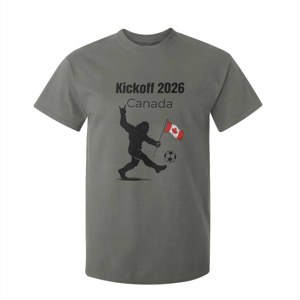 Funny Bigfoot Canada Soccer T Shirt For Kid Kickoff 2026 TS12 Military Green Print Your Wear