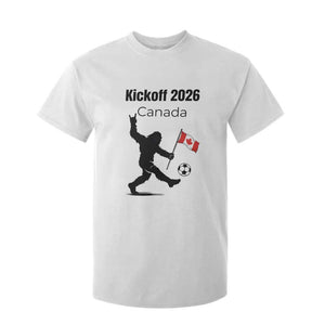 Funny Bigfoot Canada Soccer T Shirt For Kid Kickoff 2026 TS12 White Print Your Wear
