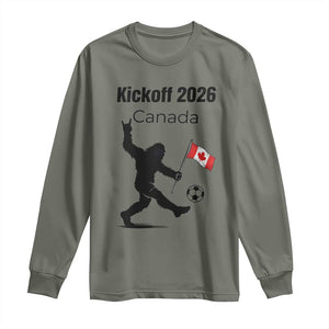 Funny Bigfoot Canada Soccer Long Sleeve Shirt Kickoff 2026 TS12 Military Green Print Your Wear