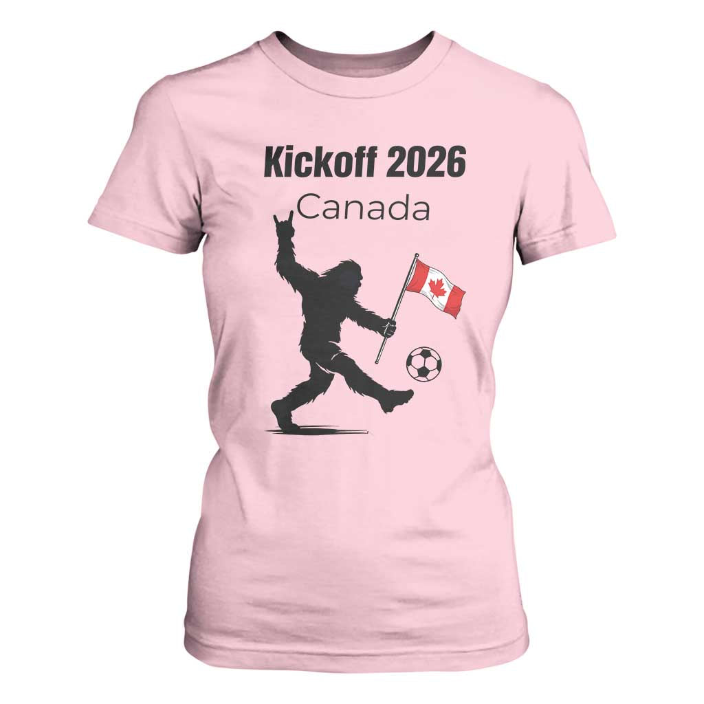 Funny Bigfoot Canada Soccer T Shirt For Women Kickoff 2026 TS12 Light Pink Print Your Wear