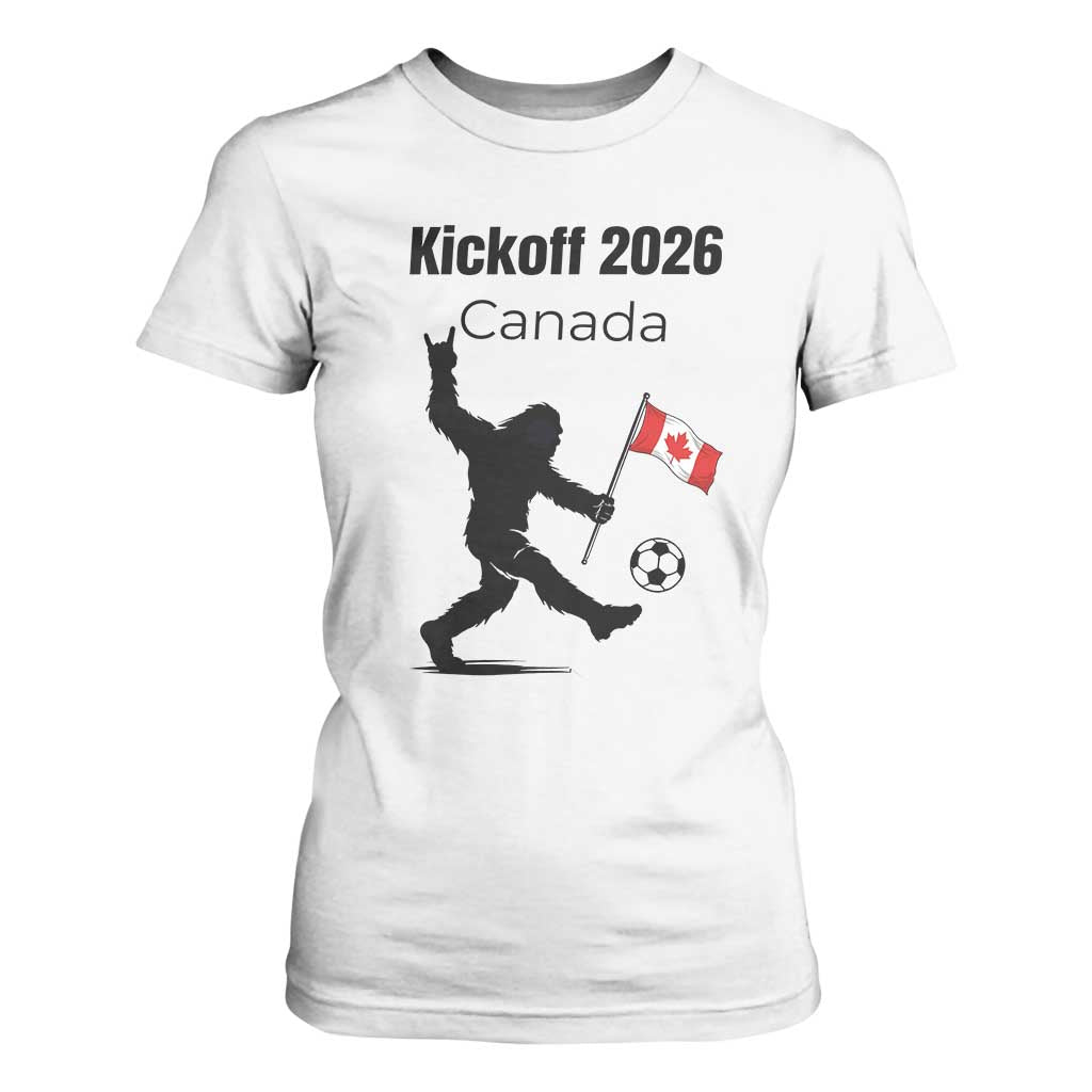 Funny Bigfoot Canada Soccer T Shirt For Women Kickoff 2026 TS12 White Print Your Wear