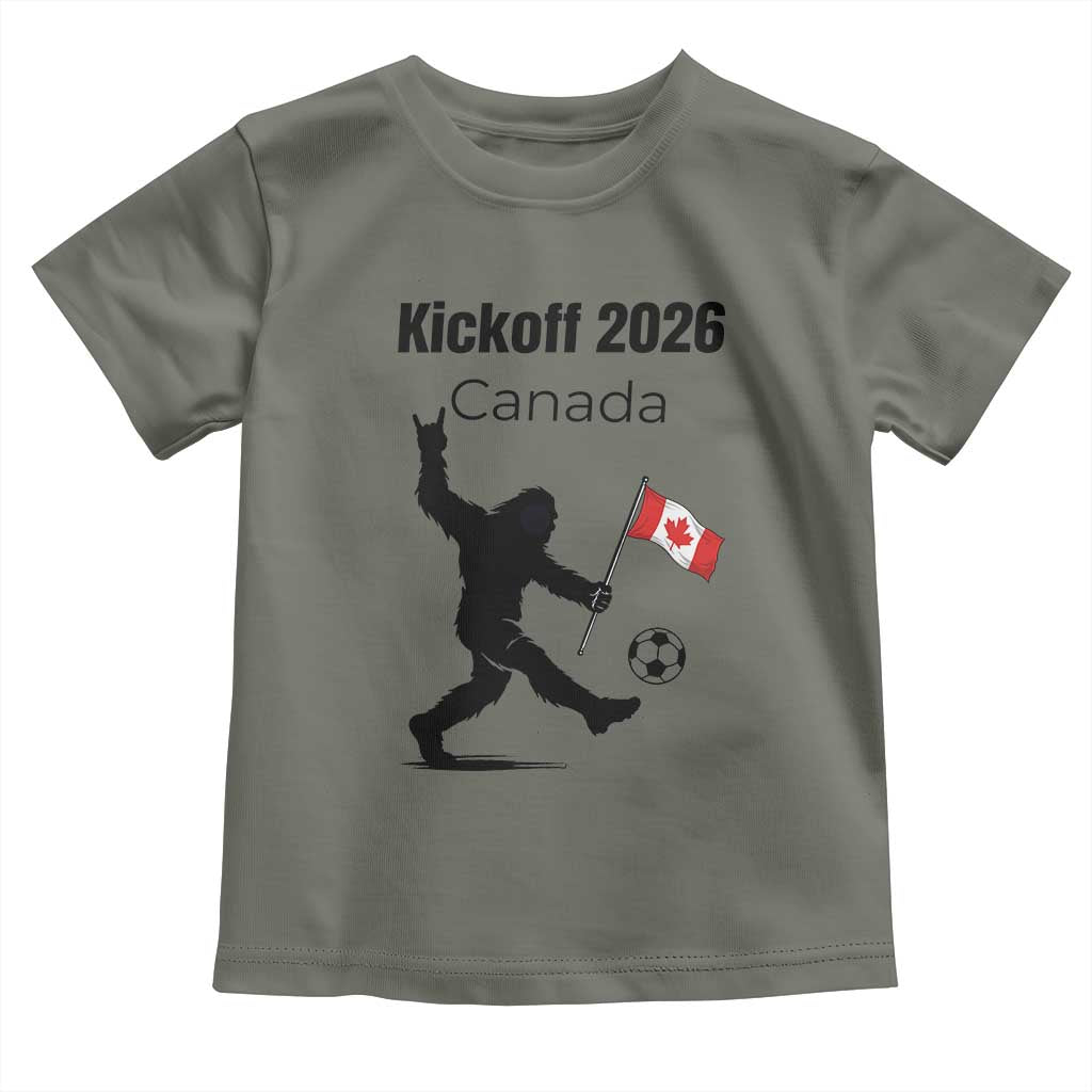 Funny Bigfoot Canada Soccer Toddler T Shirt Kickoff 2026 TS12 Military Green Print Your Wear