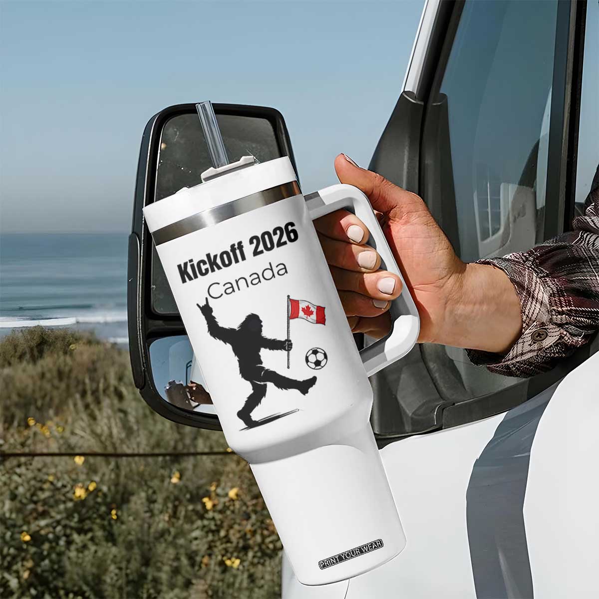Funny Bigfoot Canada Soccer Tumbler With Handle Kickoff 2026 TS12 Print Your Wear