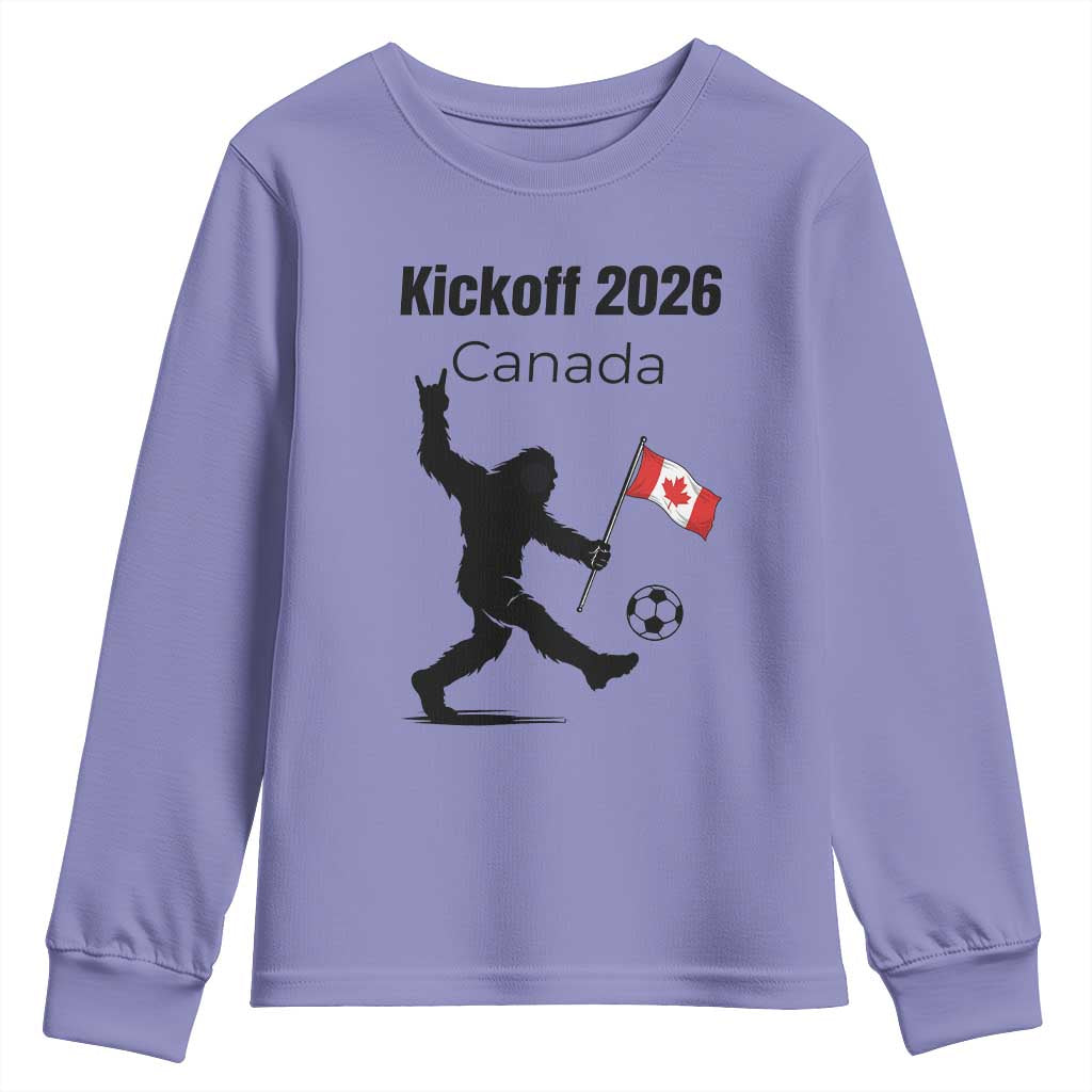 Funny Bigfoot Canada Soccer Youth Sweatshirt Kickoff 2026 TS12 Violet Print Your Wear