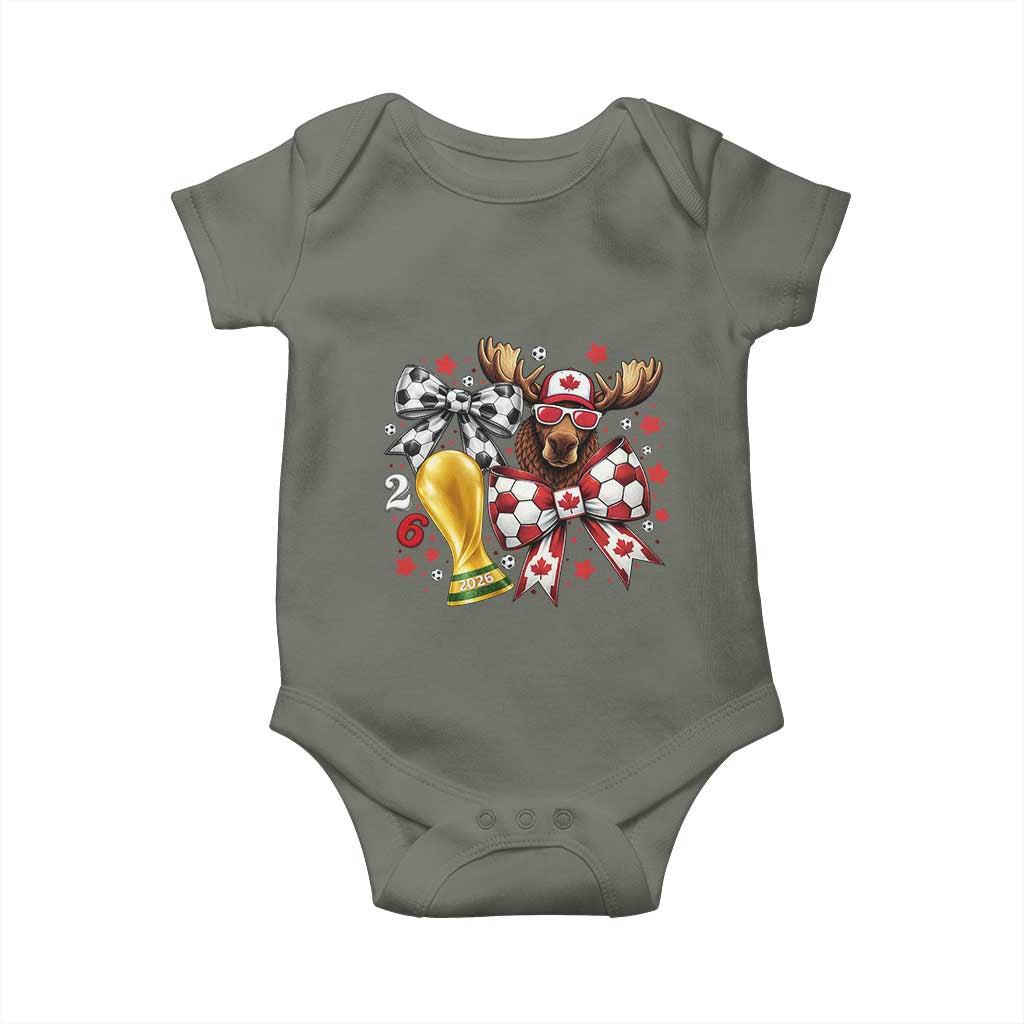 Proud Canada Soccer 2026 Baby Onesie Canadian Football Fan TS12 Military Green Print Your Wear