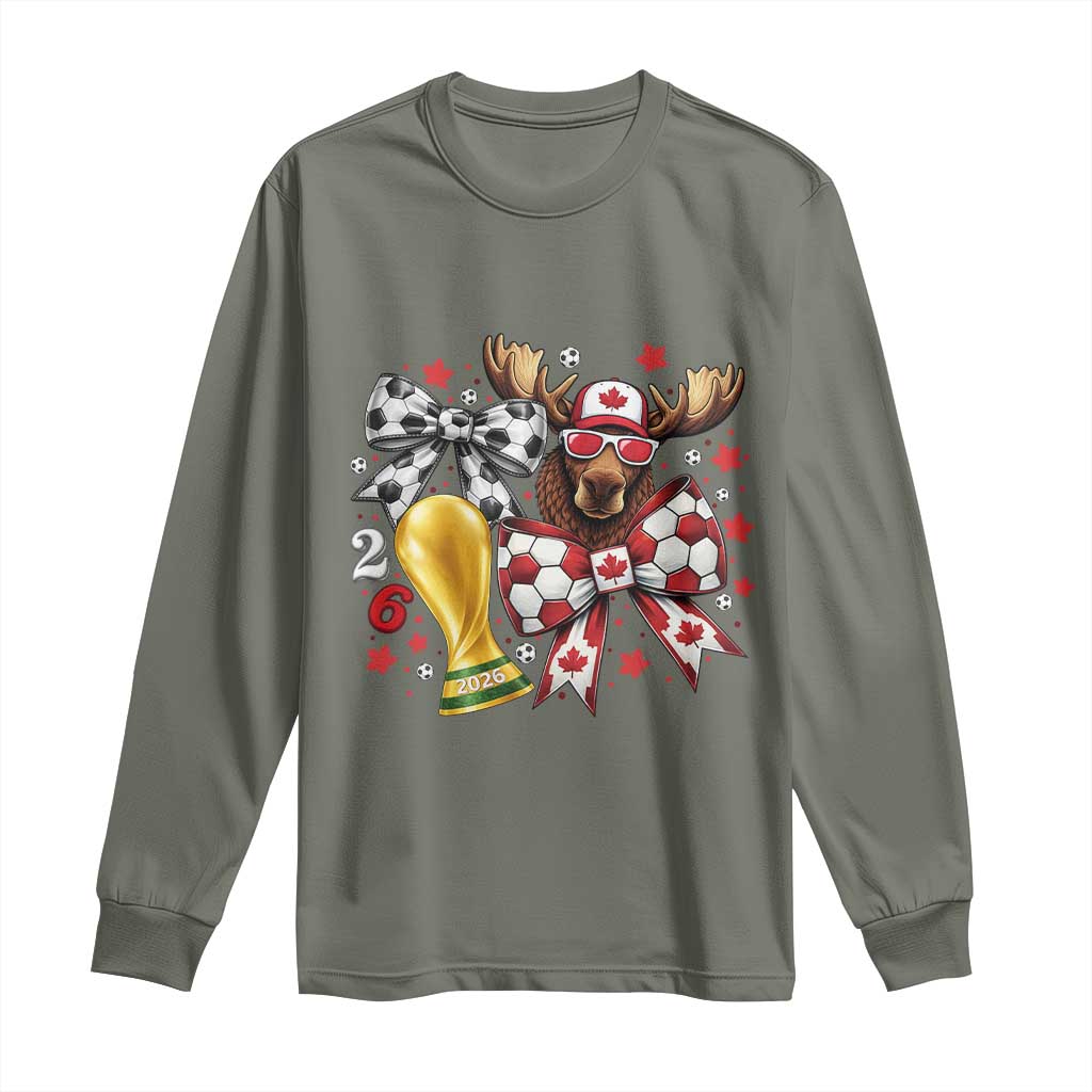 Proud Canada Soccer 2026 Long Sleeve Shirt Canadian Football Fan TS12 Military Green Print Your Wear