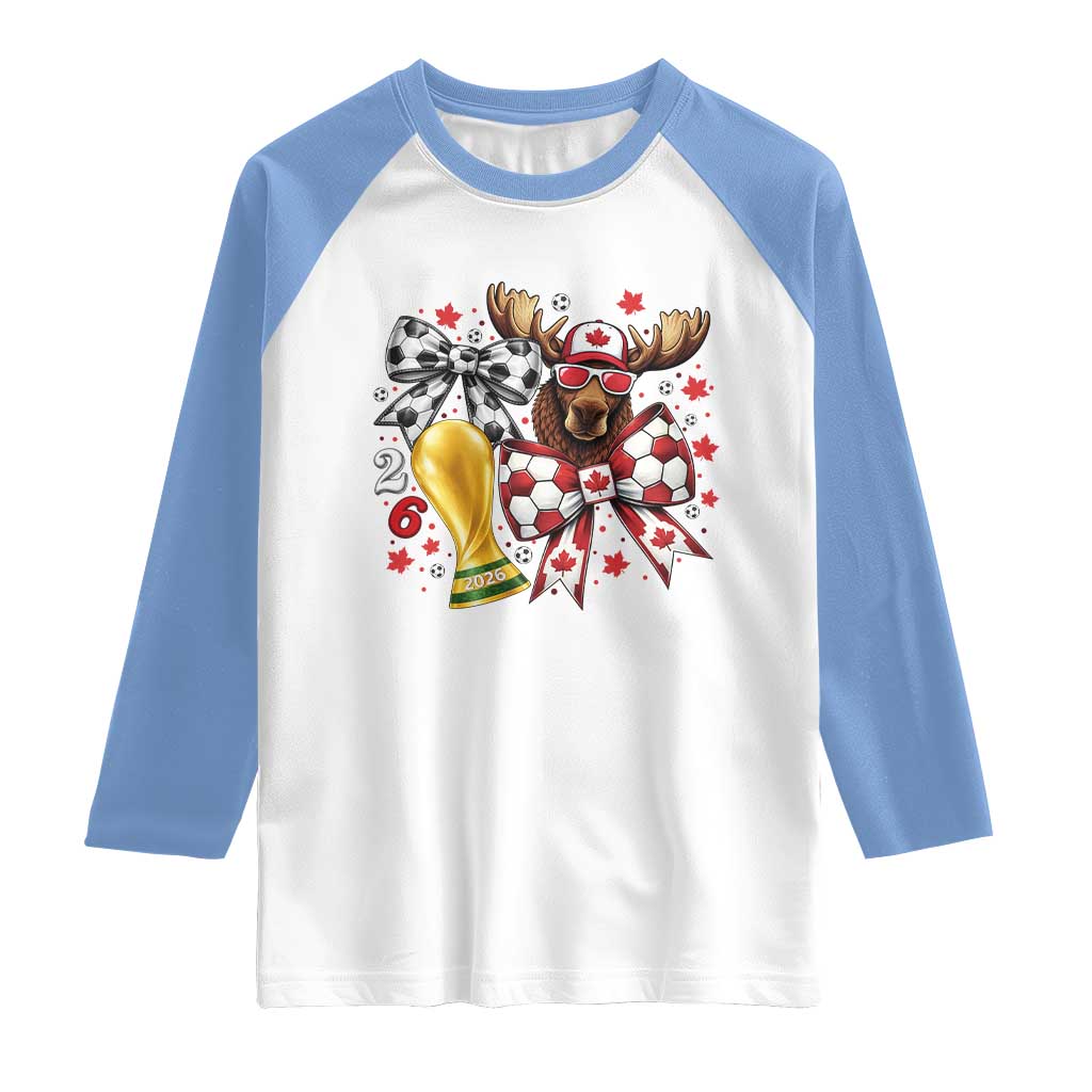 Proud Canada Soccer 2026 Raglan Shirt Canadian Football Fan TS12 White Carolina Blue Print Your Wear