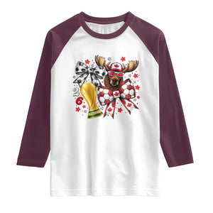 Proud Canada Soccer 2026 Raglan Shirt Canadian Football Fan TS12 White Maroon Print Your Wear
