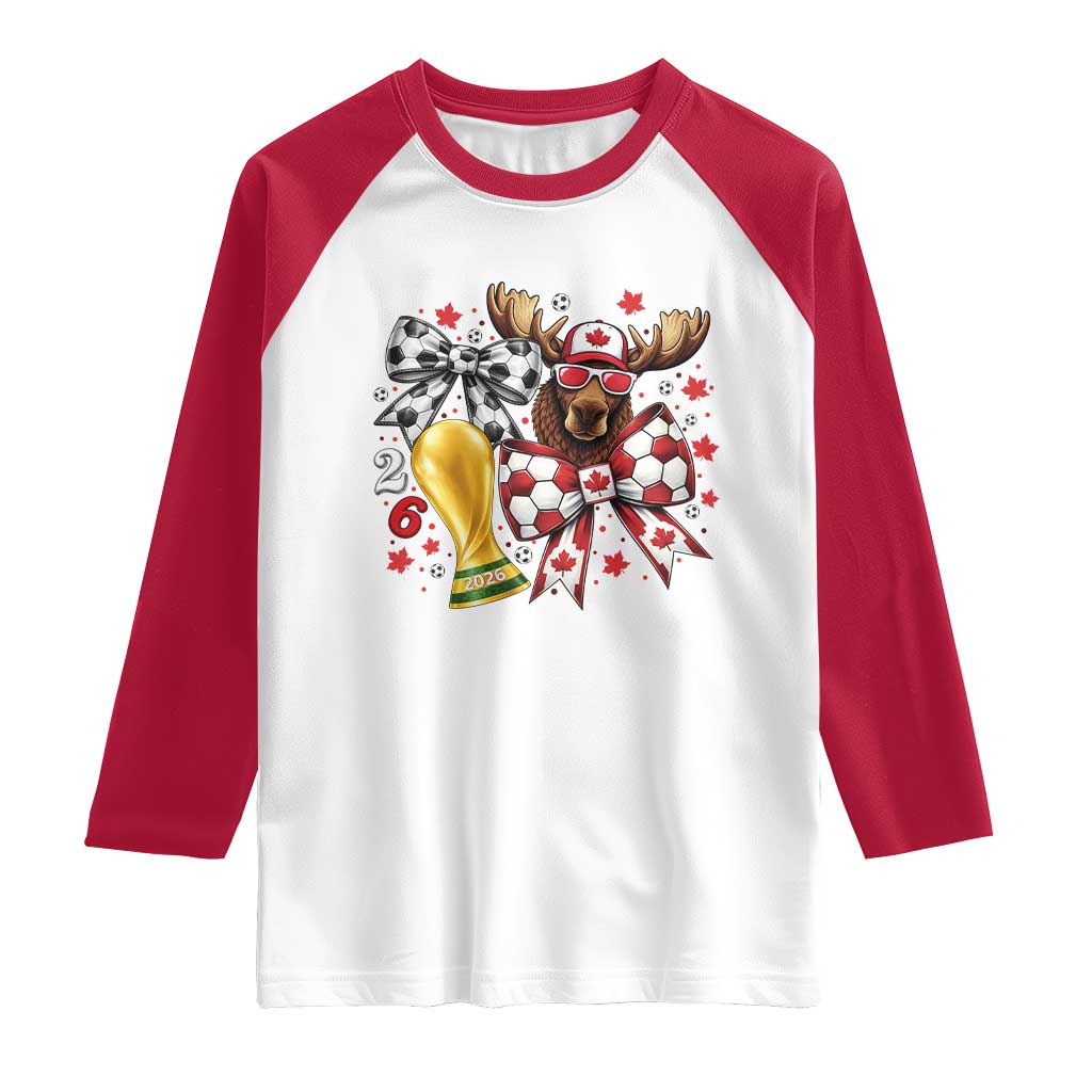 Proud Canada Soccer 2026 Raglan Shirt Canadian Football Fan TS12 White Red Print Your Wear