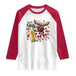 Proud Canada Soccer 2026 Raglan Shirt Canadian Football Fan TS12 White Red Print Your Wear