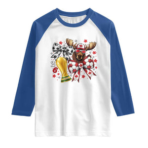 Proud Canada Soccer 2026 Raglan Shirt Canadian Football Fan TS12 White Royal Print Your Wear