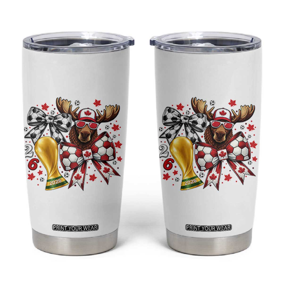 Proud Canada Soccer 2026 Tumbler Cup Canadian Football Fan TS12 White Print Your Wear