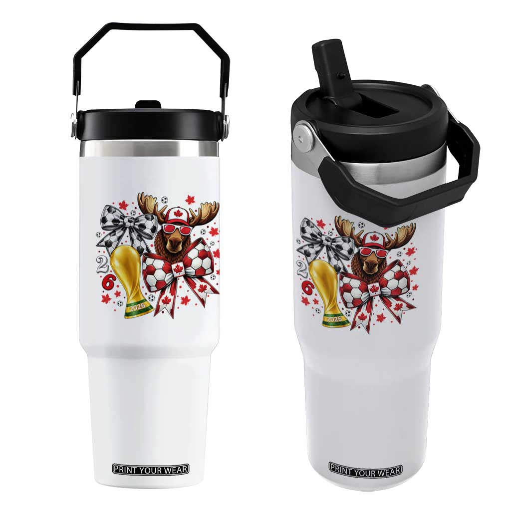 Proud Canada Soccer 2026 Flip Straw Tumbler Canadian Football Fan TS12 One Size: 30 oz White Print Your Wear