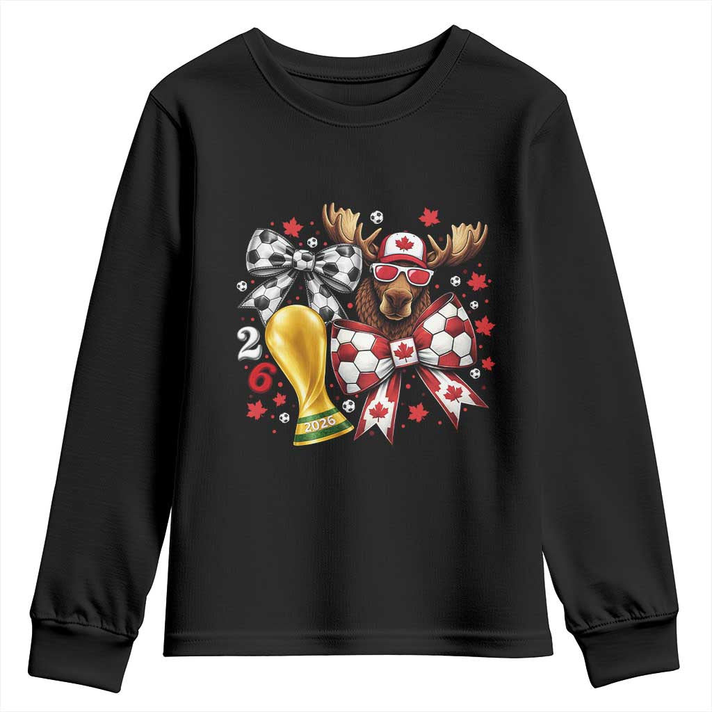 Proud Canada Soccer 2026 Youth Sweatshirt Canadian Football Fan TS12 Black Print Your Wear