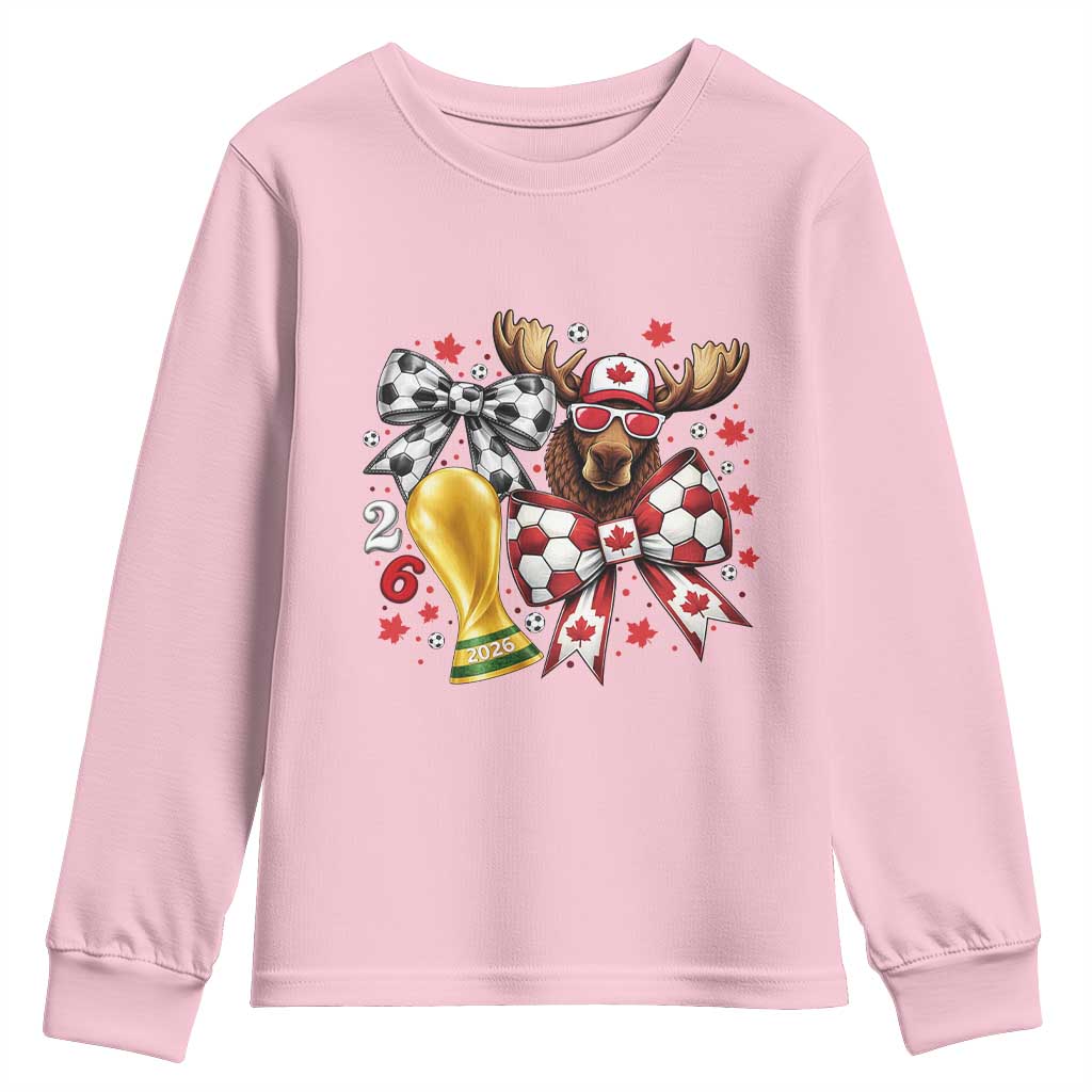 Proud Canada Soccer 2026 Youth Sweatshirt Canadian Football Fan TS12 Light Pink Print Your Wear