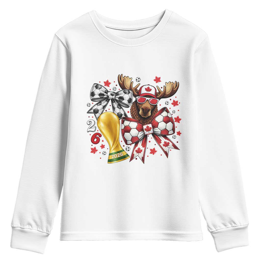 Proud Canada Soccer 2026 Youth Sweatshirt Canadian Football Fan TS12 White Print Your Wear