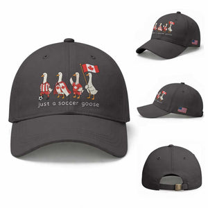 Funny Just A Soccer Goose Baseball Cap Canada Soccer Lover TS12 Baseball Cap Universal Fit Dark Gray Print Your Wear