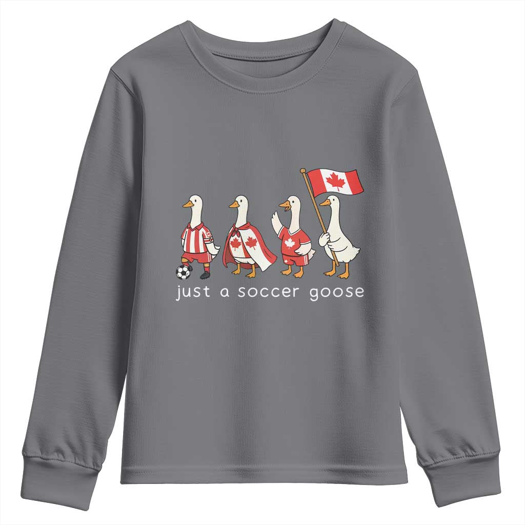 Funny Just A Soccer Goose Youth Sweatshirt Canada Soccer Lover TS12 Charcoal Print Your Wear