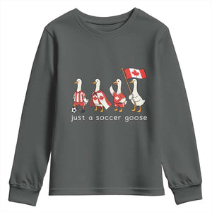 Funny Just A Soccer Goose Youth Sweatshirt Canada Soccer Lover TS12 Dark Heather Print Your Wear