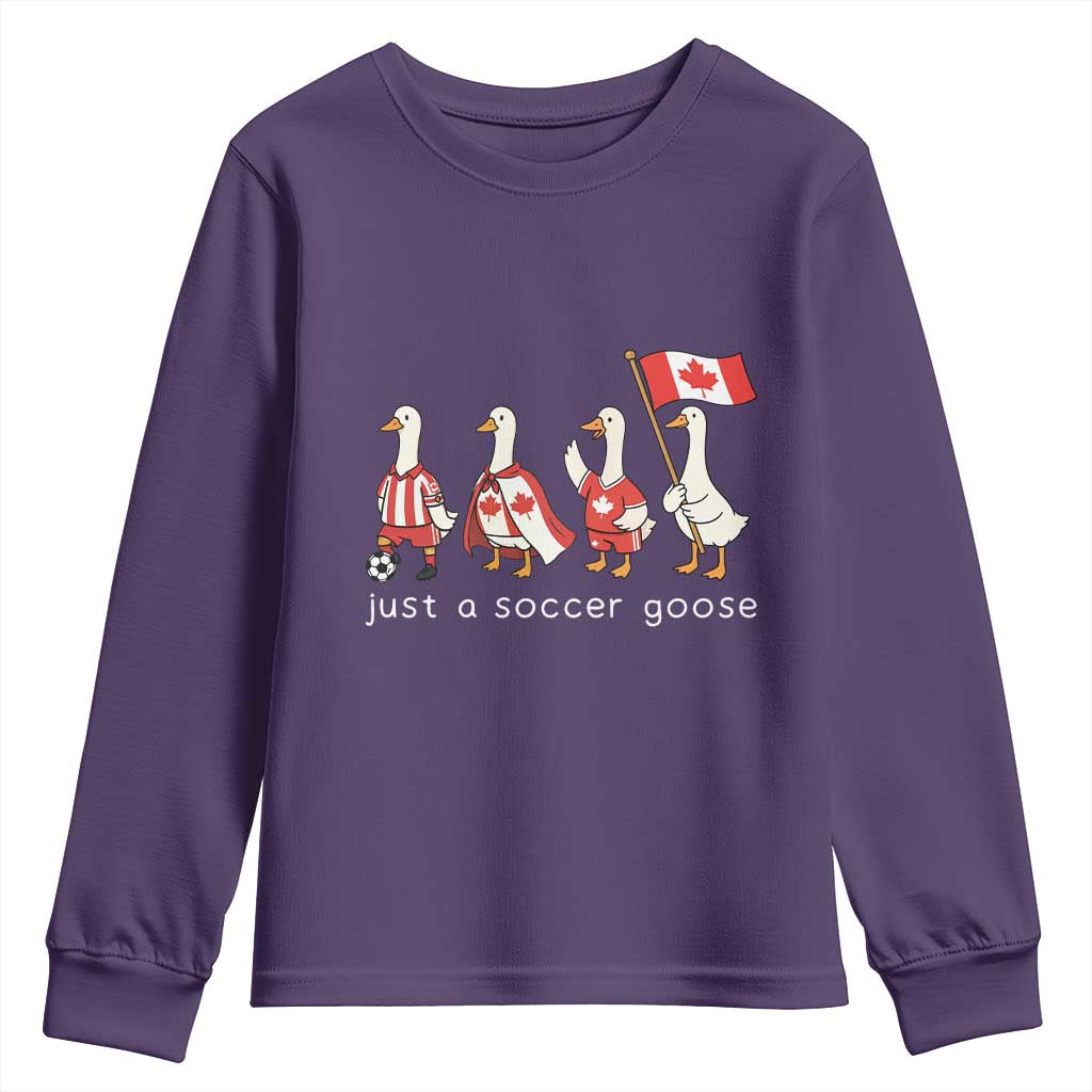 Funny Just A Soccer Goose Youth Sweatshirt Canada Soccer Lover TS12 Purple Print Your Wear