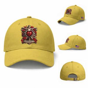 Love Runs Through My Bones Baseball Cap Funny Skeleton Soccer Player Gift TS12 Baseball Cap Universal Fit Yellow Print Your Wear