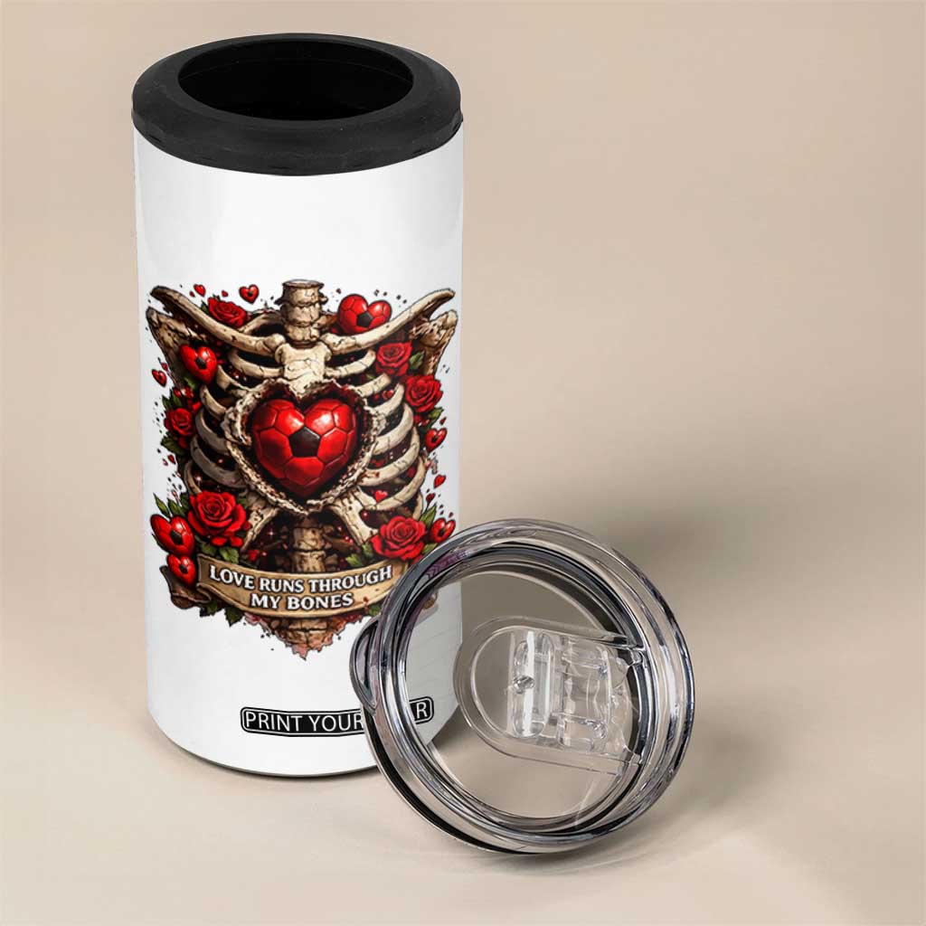 Love Runs Through My Bones 4 in 1 Can Cooler Tumbler Funny Skeleton Soccer Player Gift TS12 Print Your Wear