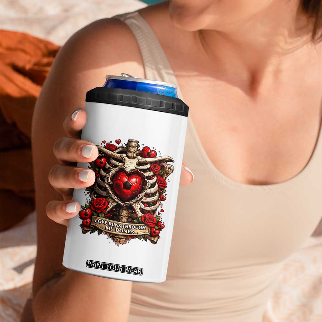 Love Runs Through My Bones 4 in 1 Can Cooler Tumbler Funny Skeleton Soccer Player Gift TS12 Print Your Wear