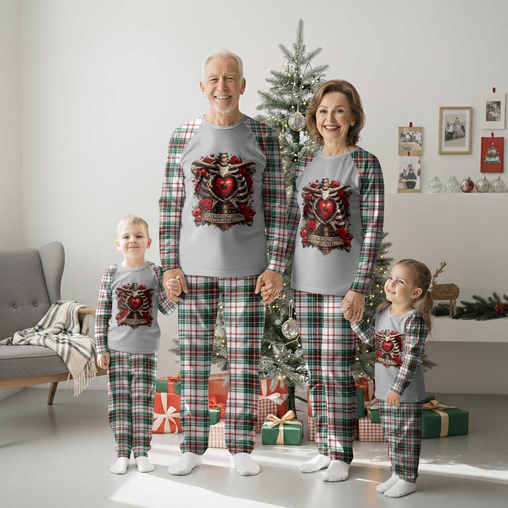 Love Runs Through My Bones Plaid Pajama Set Funny Skeleton Soccer Player Gift TS12 Christmas Plaid Print Your Wear