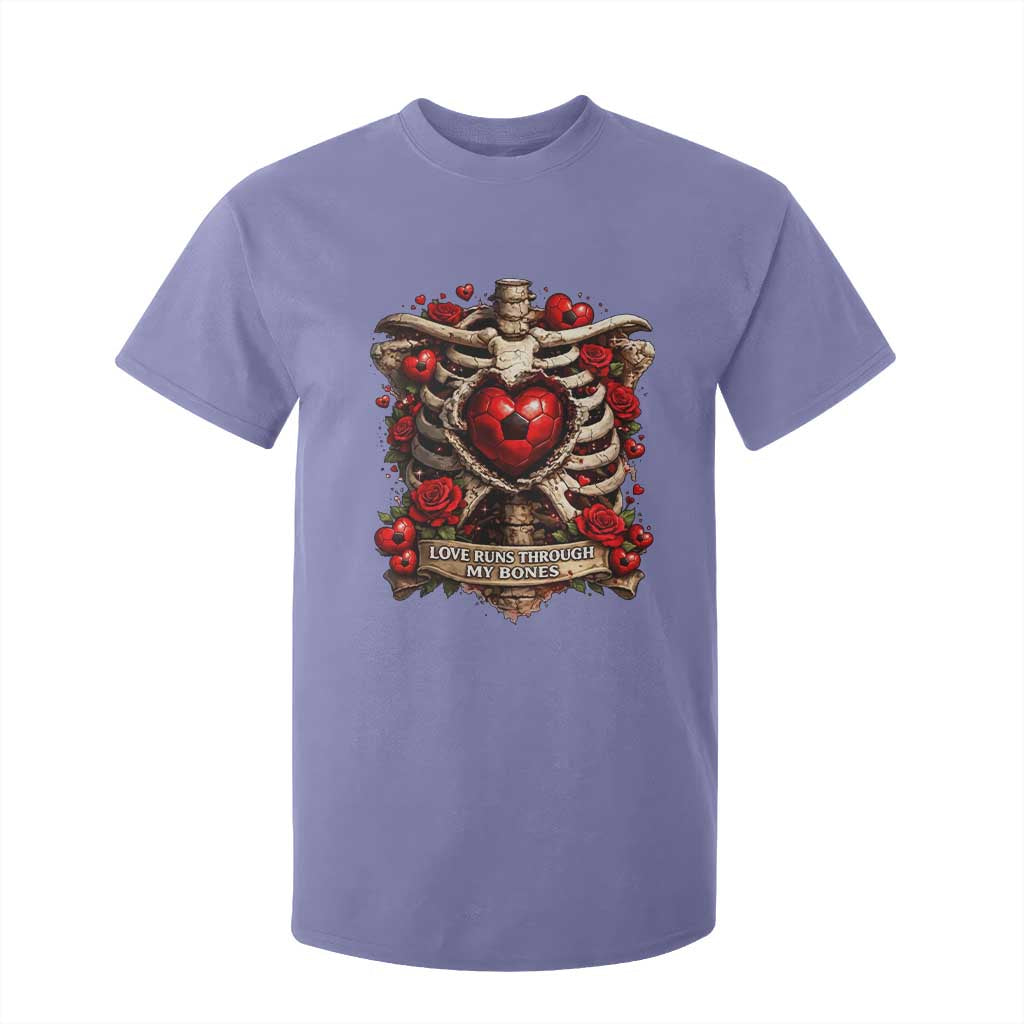 Love Runs Through My Bones T Shirt For Kid Funny Skeleton Soccer Player Gift TS12 Violet Print Your Wear