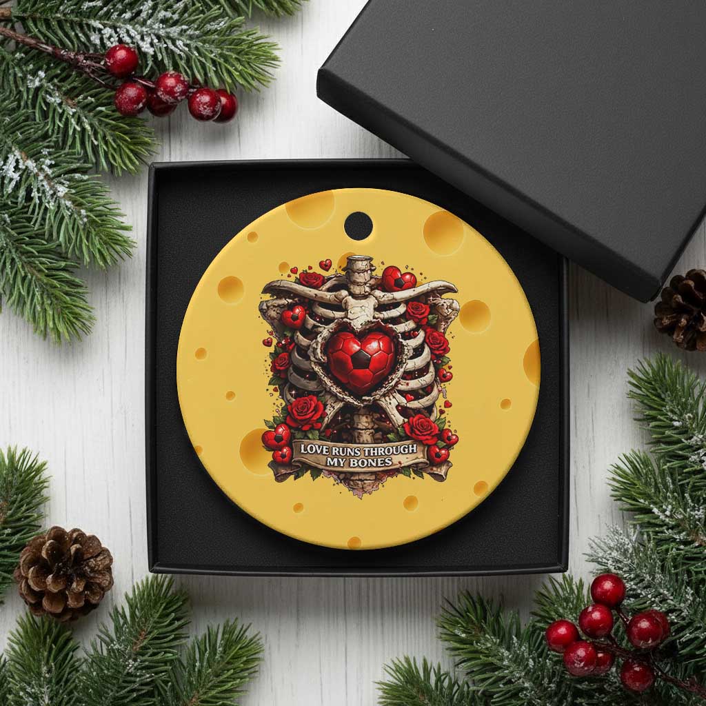 Love Runs Through My Bones Ceramic Ornament Funny Skeleton Soccer Player Gift TS12 1pc Yellow Cheese Print Your Wear