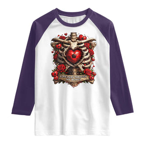 Love Runs Through My Bones Raglan Shirt Funny Skeleton Soccer Player Gift TS12 White Purple Print Your Wear