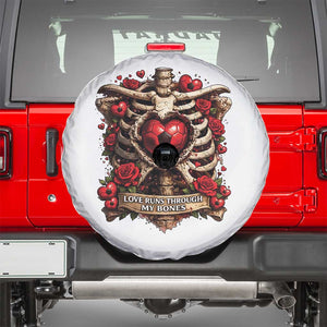 Love Runs Through My Bones Spare Tire Cover Funny Skeleton Soccer Player Gift TS12 White Print Your Wear