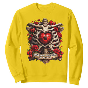 Love Runs Through My Bones Sweatshirt Funny Skeleton Soccer Player Gift TS12 Daisy Print Your Wear