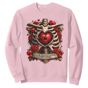 Love Runs Through My Bones Sweatshirt Funny Skeleton Soccer Player Gift TS12 Light Pink Print Your Wear
