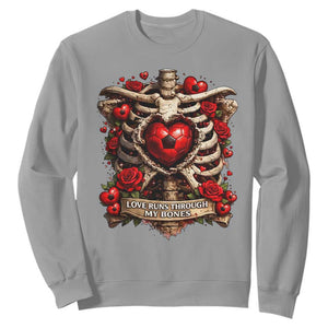 Love Runs Through My Bones Sweatshirt Funny Skeleton Soccer Player Gift TS12 Sport Gray Print Your Wear