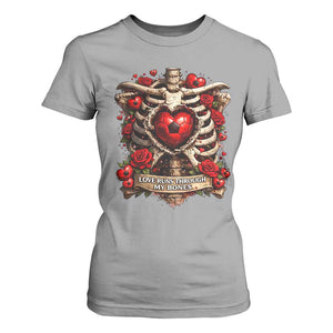 Love Runs Through My Bones T Shirt For Women Funny Skeleton Soccer Player Gift TS12 Sport Gray Print Your Wear