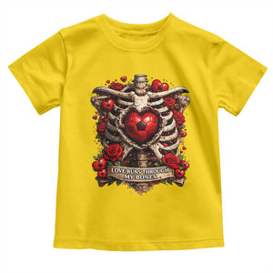 Love Runs Through My Bones Toddler T Shirt Funny Skeleton Soccer Player Gift TS12 Daisy Print Your Wear