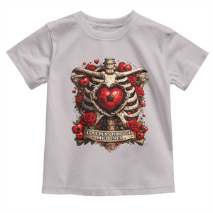 Love Runs Through My Bones Toddler T Shirt Funny Skeleton Soccer Player Gift TS12 Ice Gray Print Your Wear