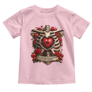 Love Runs Through My Bones Toddler T Shirt Funny Skeleton Soccer Player Gift TS12 Light Pink Print Your Wear
