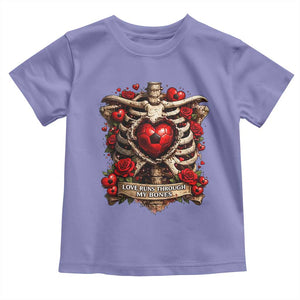 Love Runs Through My Bones Toddler T Shirt Funny Skeleton Soccer Player Gift TS12 Violet Print Your Wear