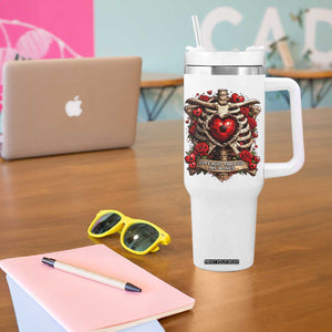 Love Runs Through My Bones Tumbler With Handle Funny Skeleton Soccer Player Gift TS12 Print Your Wear