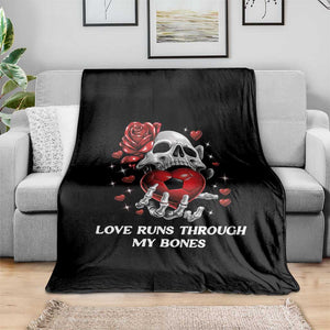 Love Runs Through My Bones Throw Blanket Funny Skeleton Soccer Gift TS12 Print Your Wear