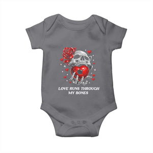 Love Runs Through My Bones Baby Onesie Funny Skeleton Soccer Gift TS12 Charcoal Print Your Wear